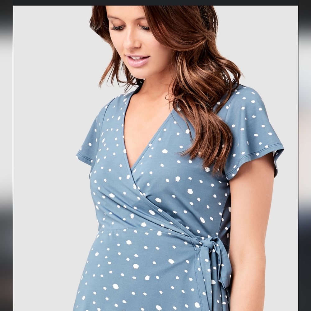 Blue Polka Dot Wrap Dress